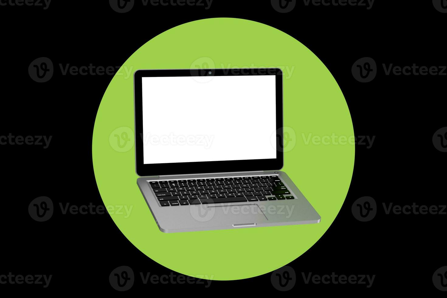 Modern Mockup Laptop Computer Notebook with Blank Screen for Your Design. 3d Rendering photo