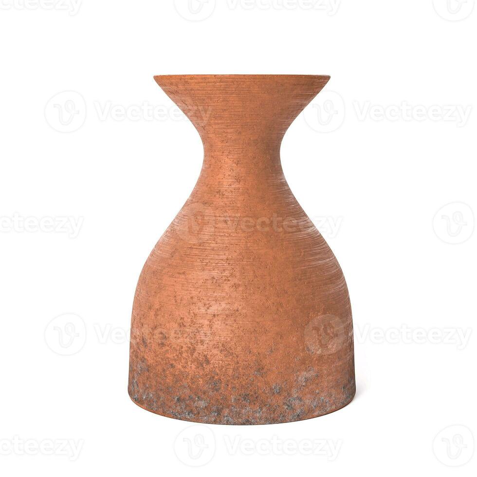 Retro Orange Clay Ceramic Pot Vase. 3d Rendering photo