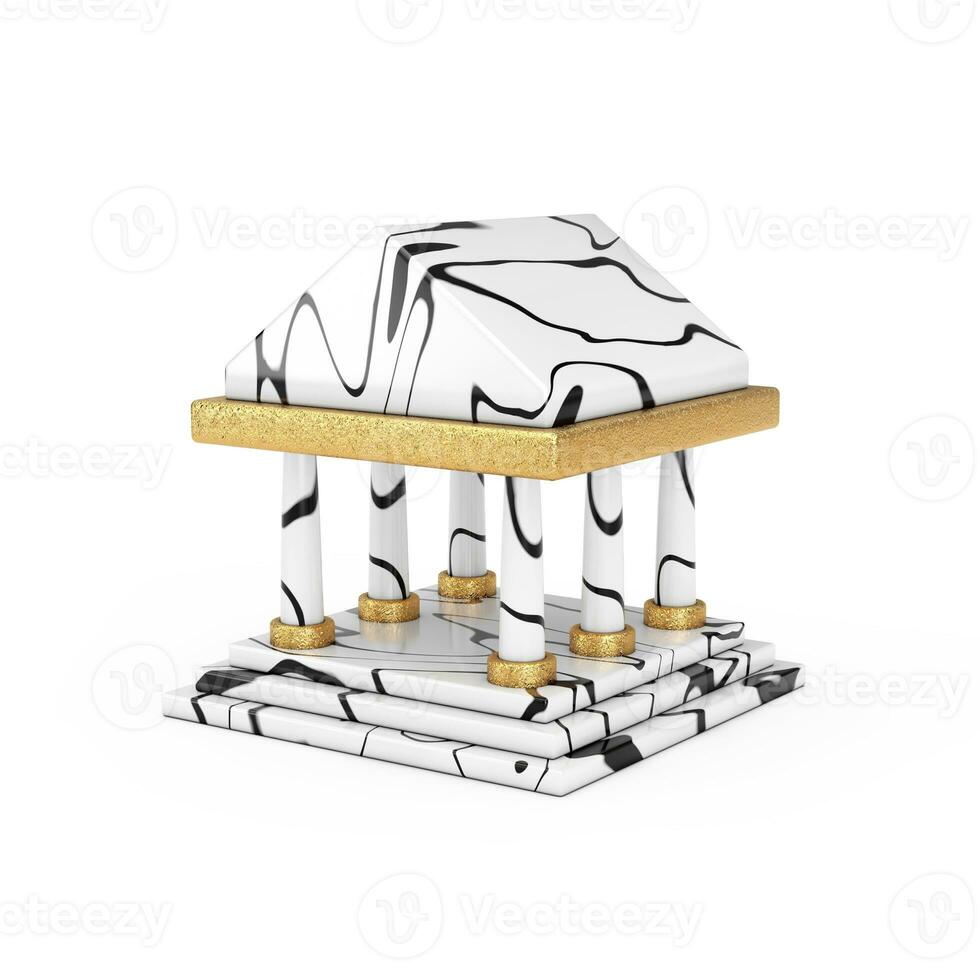 Cartoon Ancient Greece Architecture Law, Bank or Pantheon Columns Building Icon. 3d Rendering photo