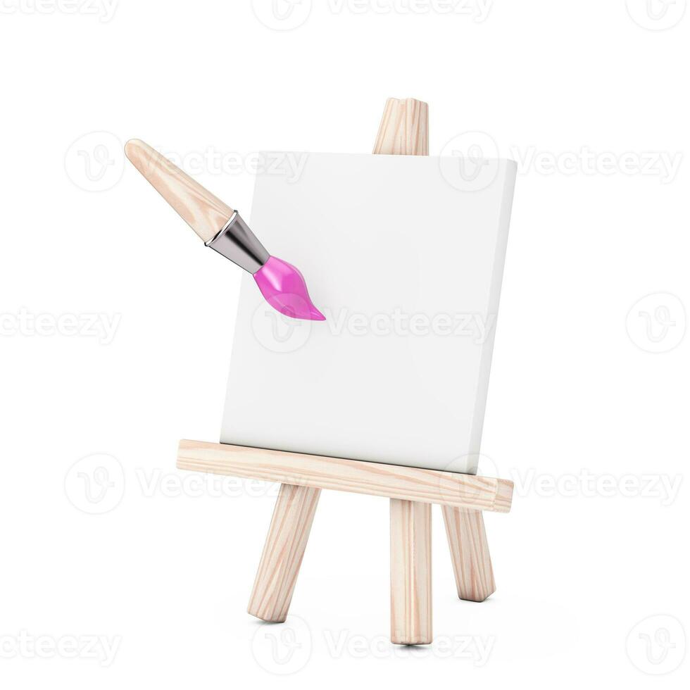 Artist Paintbrush with Easel Icon. 3d Rendering photo