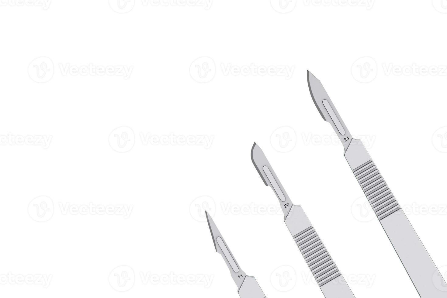 Surgical Stainless Steel Metal Scalpel. 3d Rendering photo