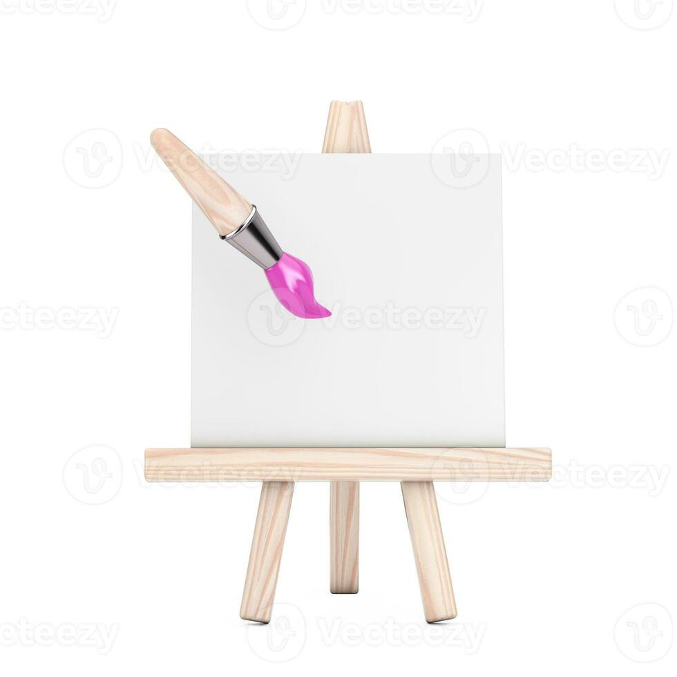 Artist Paintbrush with Easel Icon. 3d Rendering photo