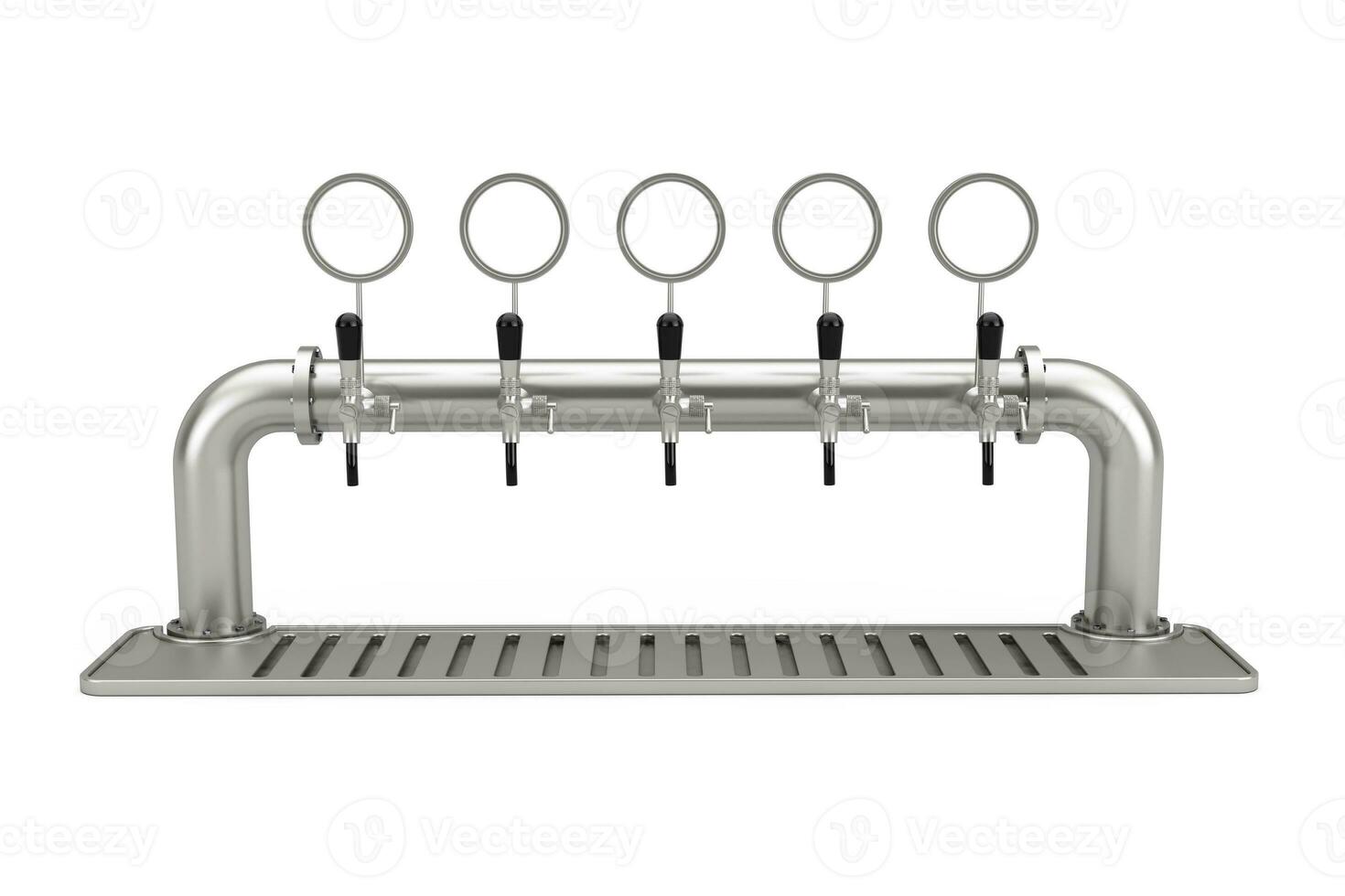 Row of Bar Beer Taps. 3d Rendering photo