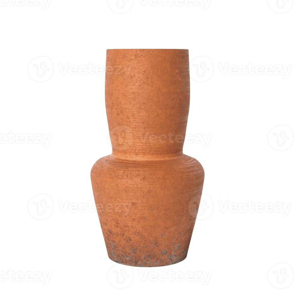 Retro Orange Clay Ceramic Pot Vase. 3d Rendering photo