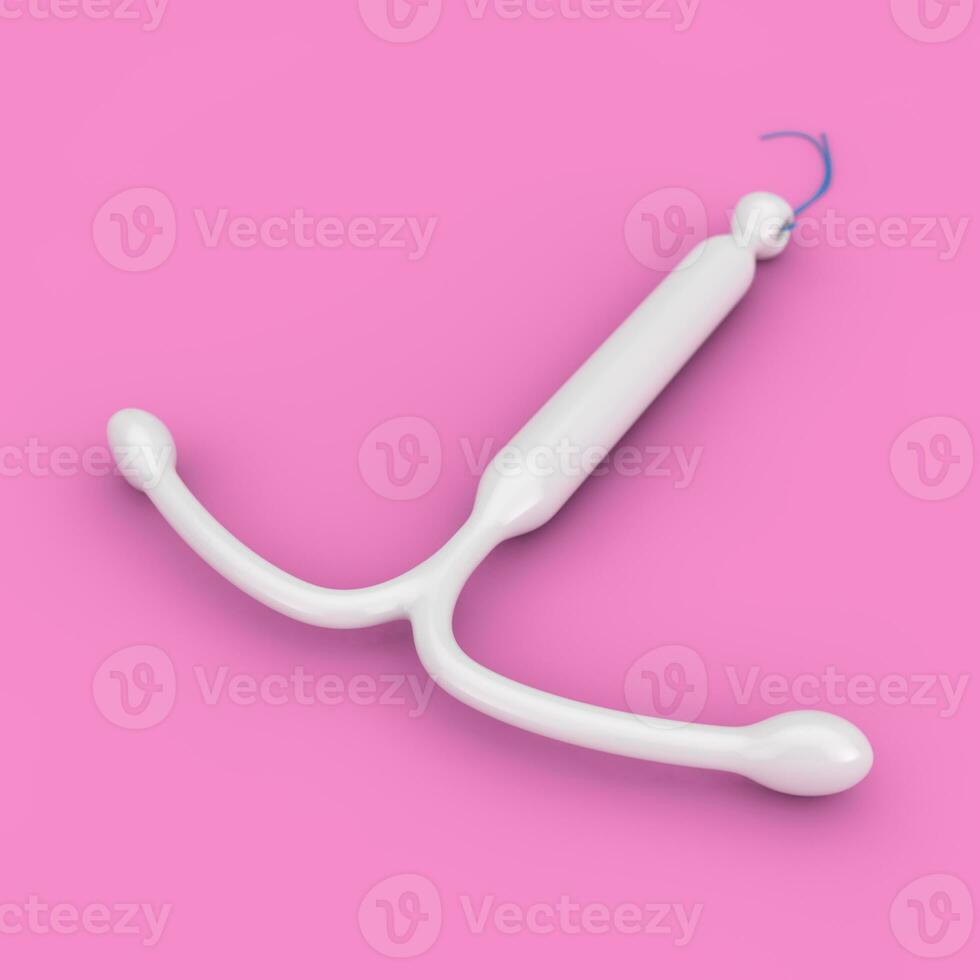 Birth Control Concept. T Shape IUD Hormonal Intrauterine Device. 3d Rendering photo