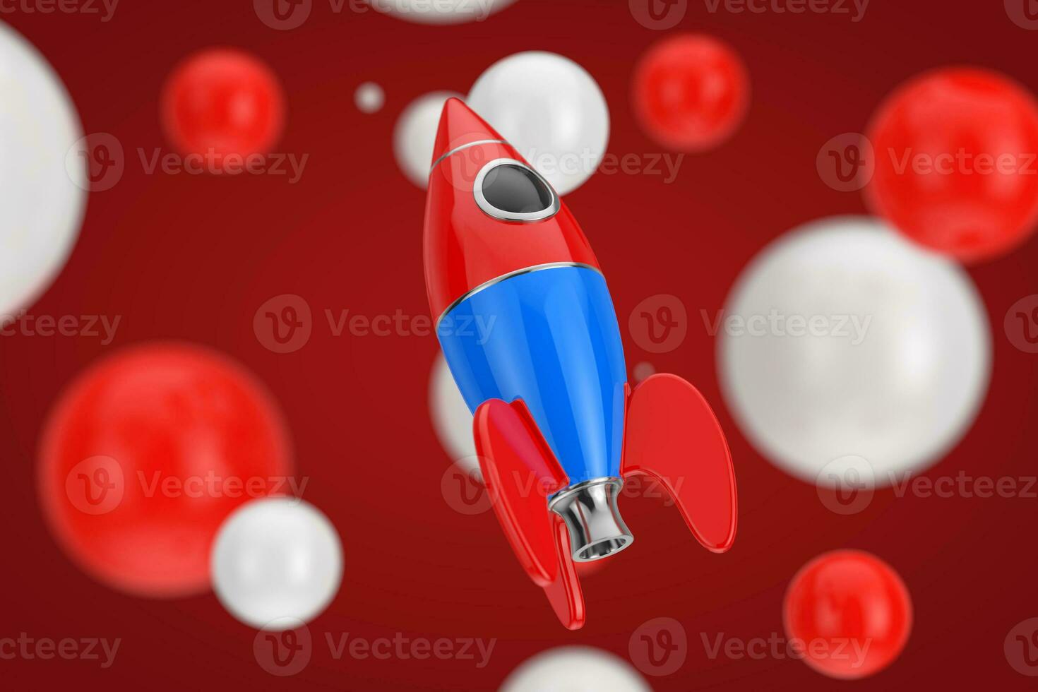 Startup Concept. Childs Toy Rocket. 3d Rendering photo