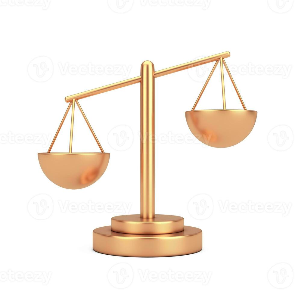 Simple Golden Balance Scale Web Icon Sign. 3d Rendering photo