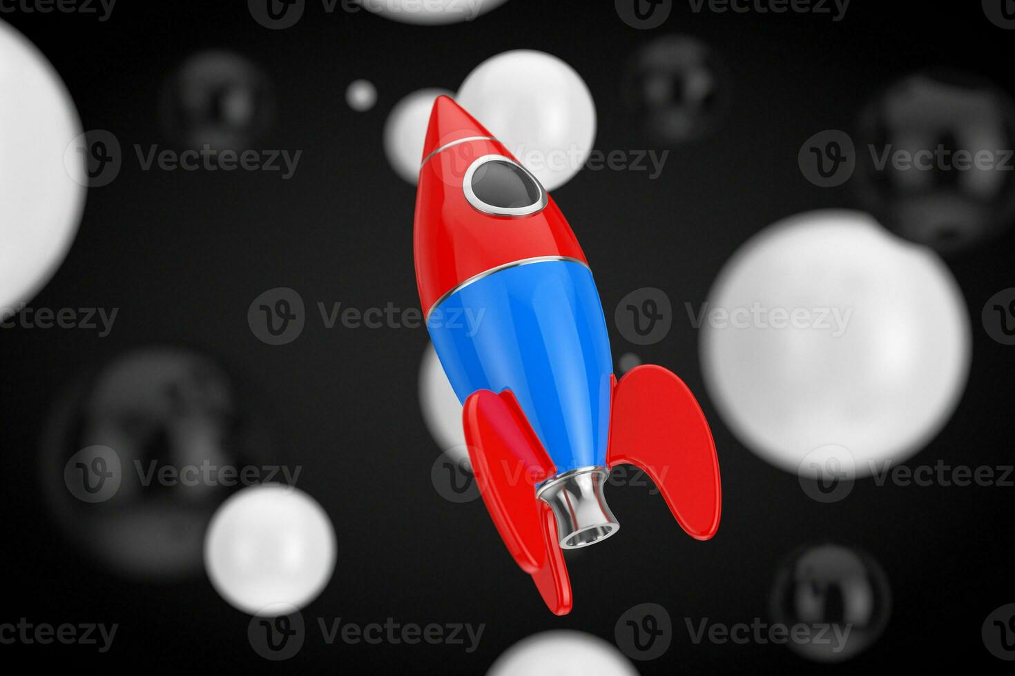 Startup Concept. Childs Toy Rocket. 3d Rendering photo