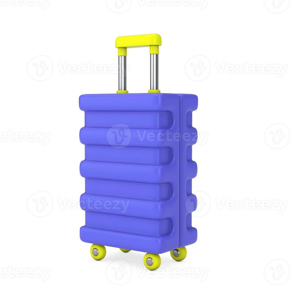 Blue Travel Suitcase Web Icon Sign. 3d Rendering photo