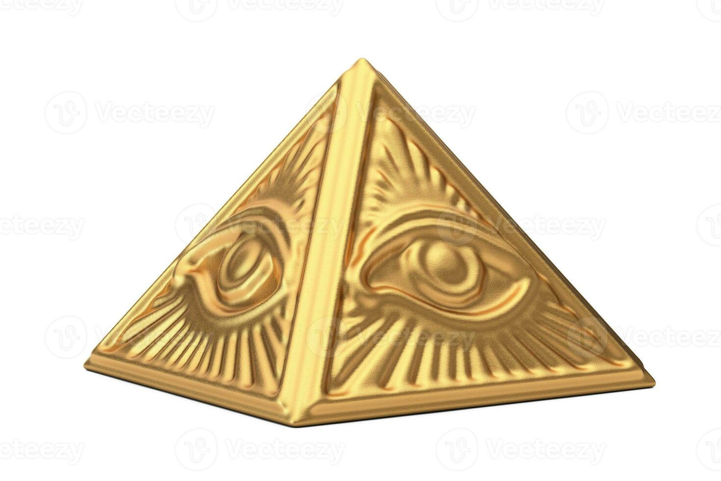Golden Masonic Symbol All Seeing Eye Pyramid Triangle. 3d Rendering photo