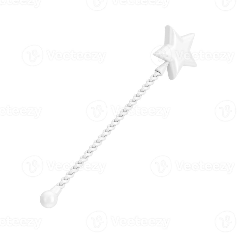 White Magic wand with Star on Top in Clay Style. 3d Rendering photo