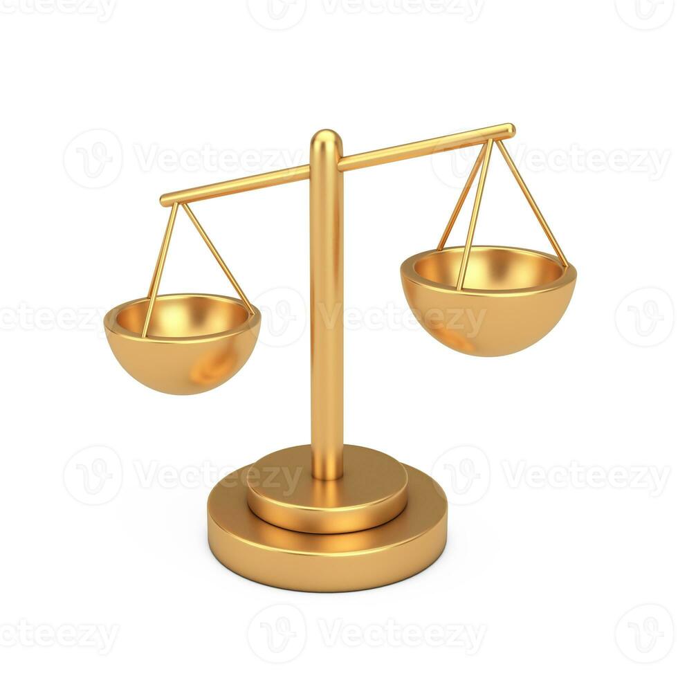 Simple Golden Balance Scale Web Icon Sign. 3d Rendering photo