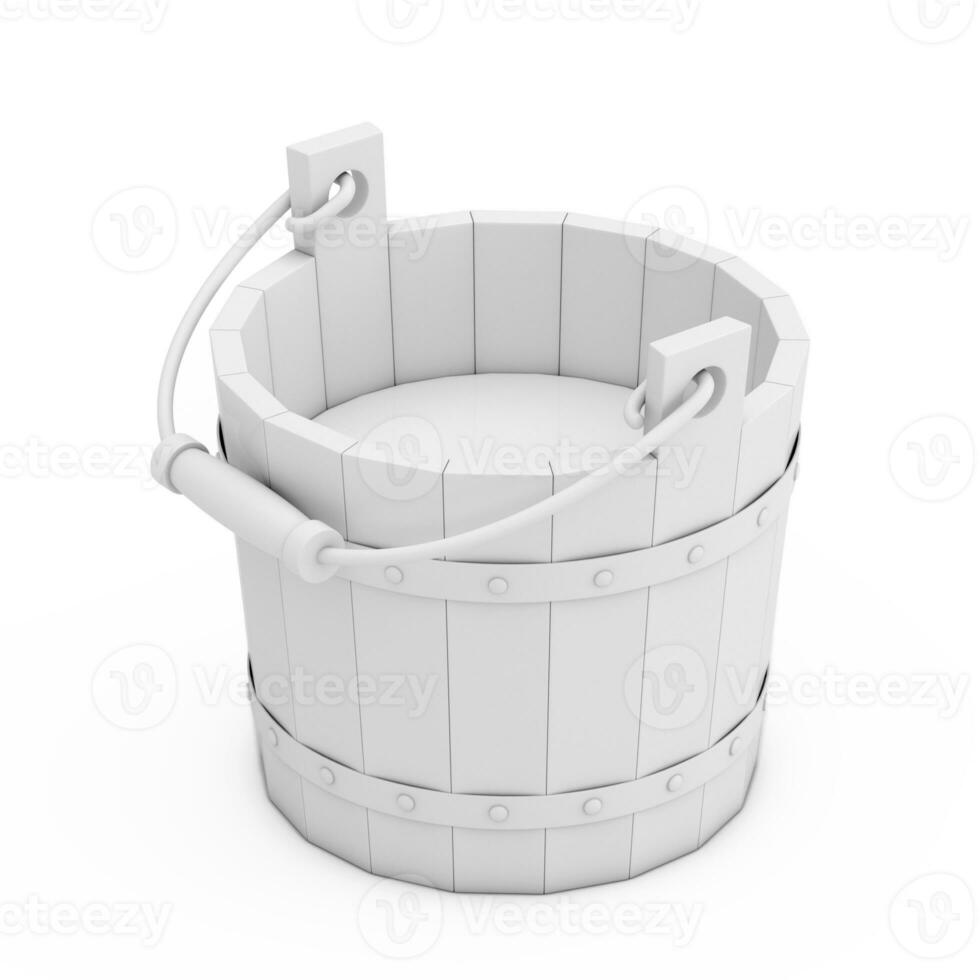 White Bucket Filled with Fresh Milk in Clay Style. 3d Rendering photo