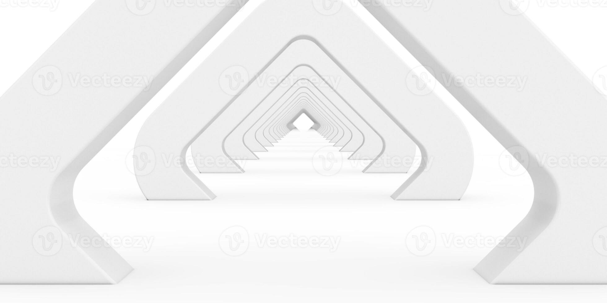 Modern Style White Futuristic Tunnel. 3d Rendering photo