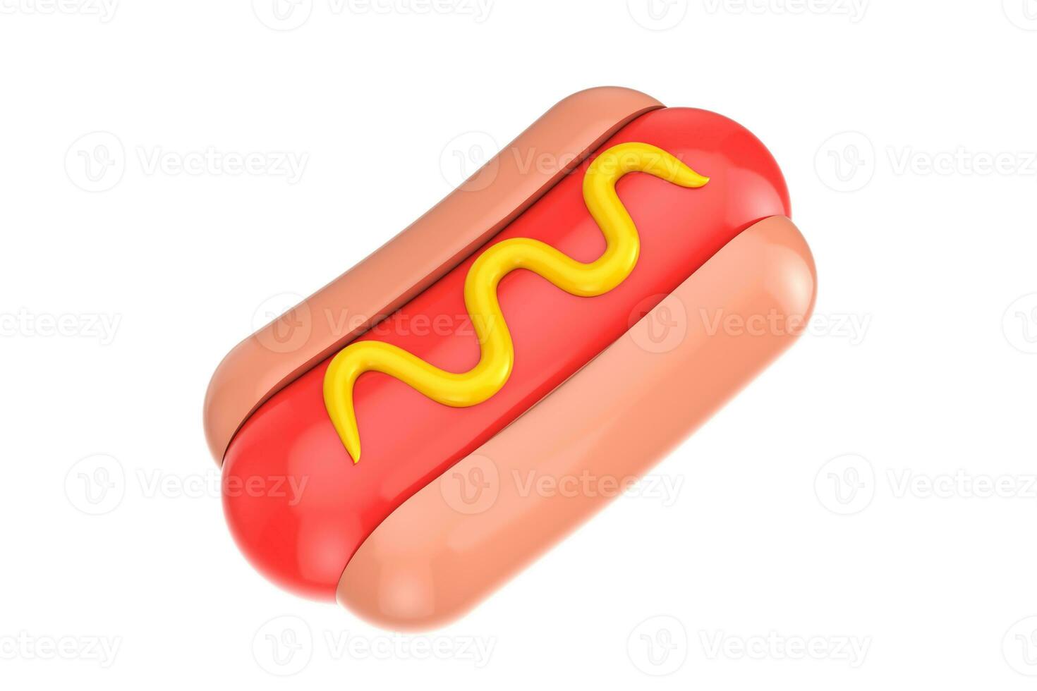 Fast Food Breakfast Hot Dog with Mustard Icon. 3d Rendering photo