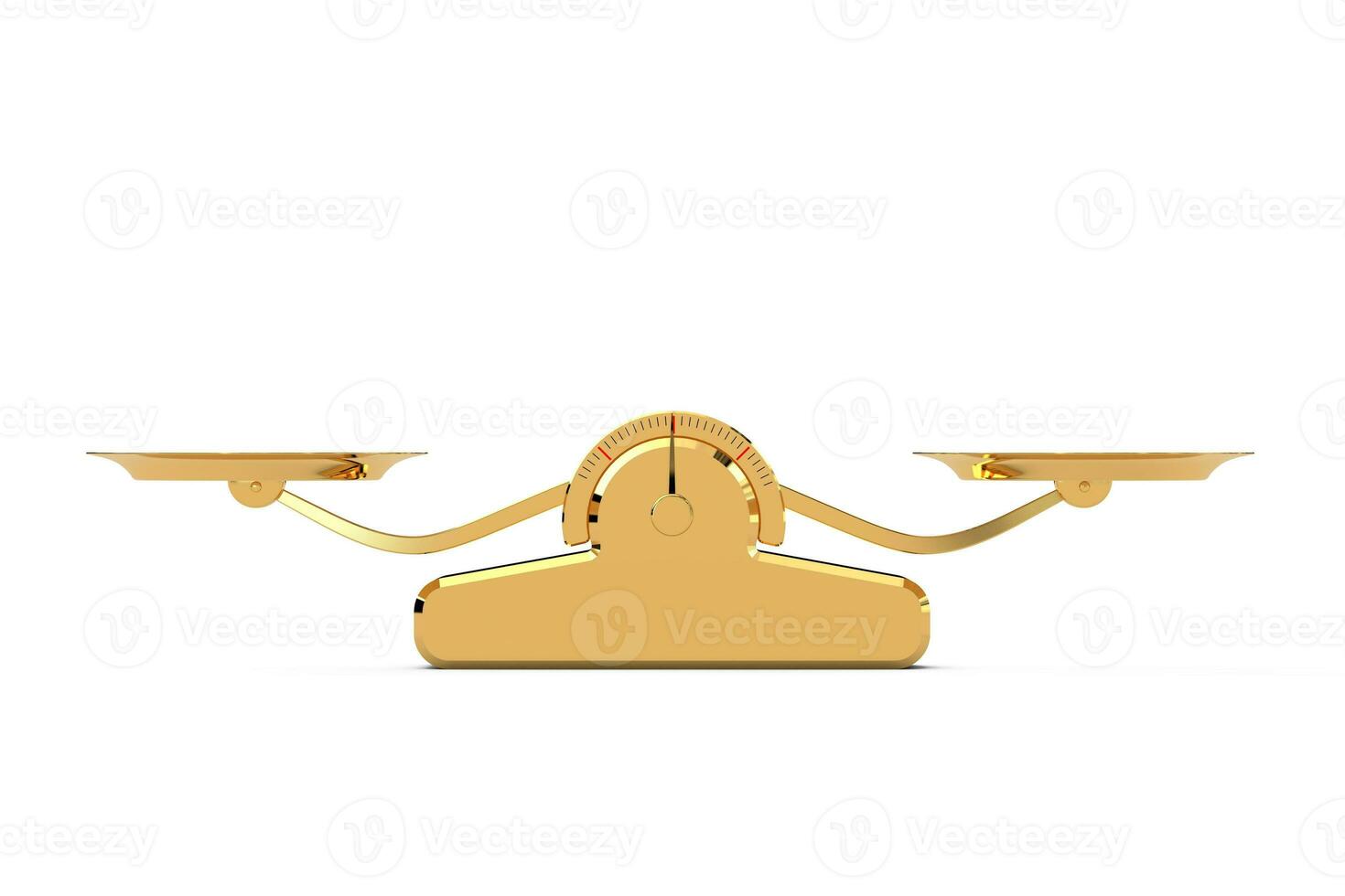 Simple Golden Balance Scale. 3d Rendering photo