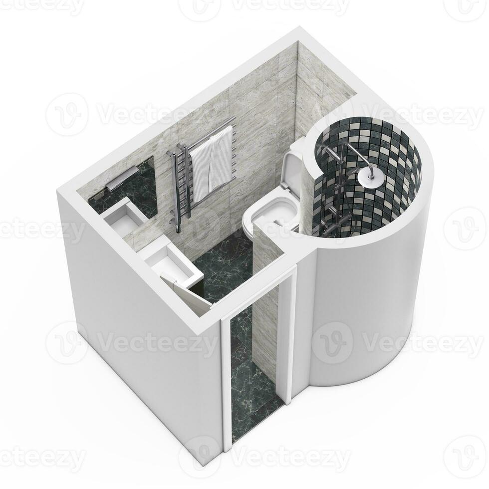 Architectural Bathroom Interior Floor Plan. 3d Rendering photo