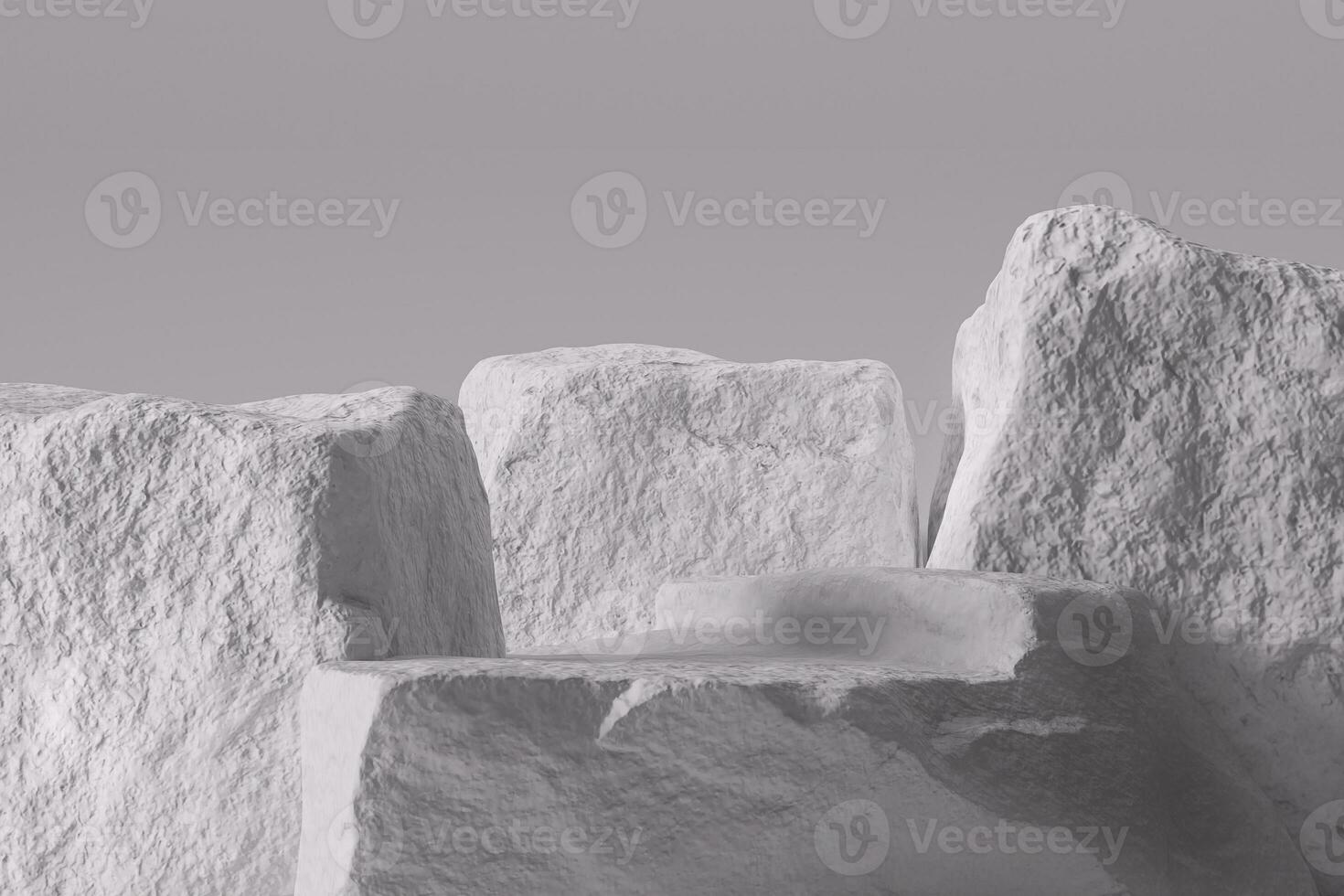 White Empty Stone Product Presentation Stage. 3d Rendering photo