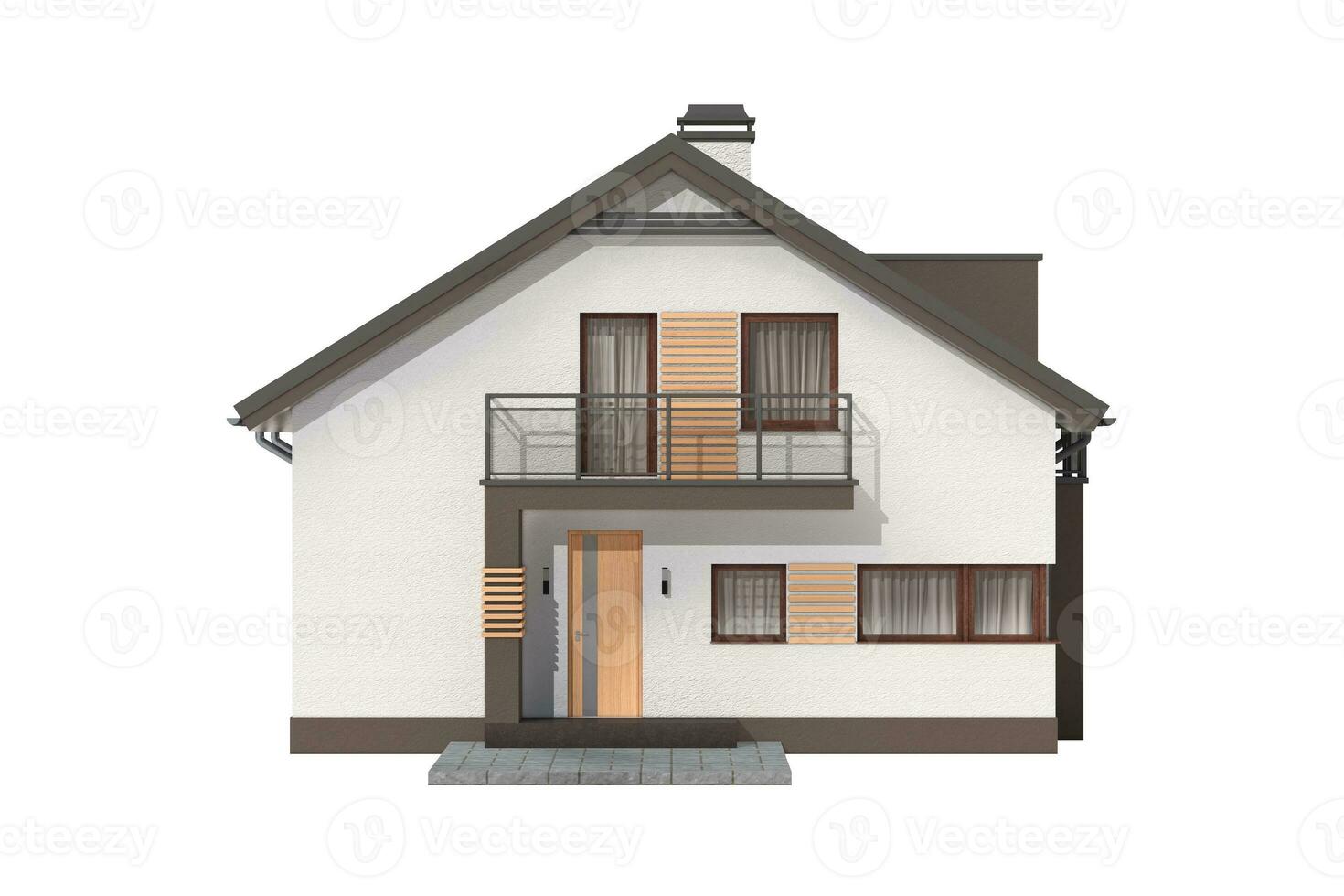 Modern Exterior of Luxury Private House Cottage. 3d Rendering photo