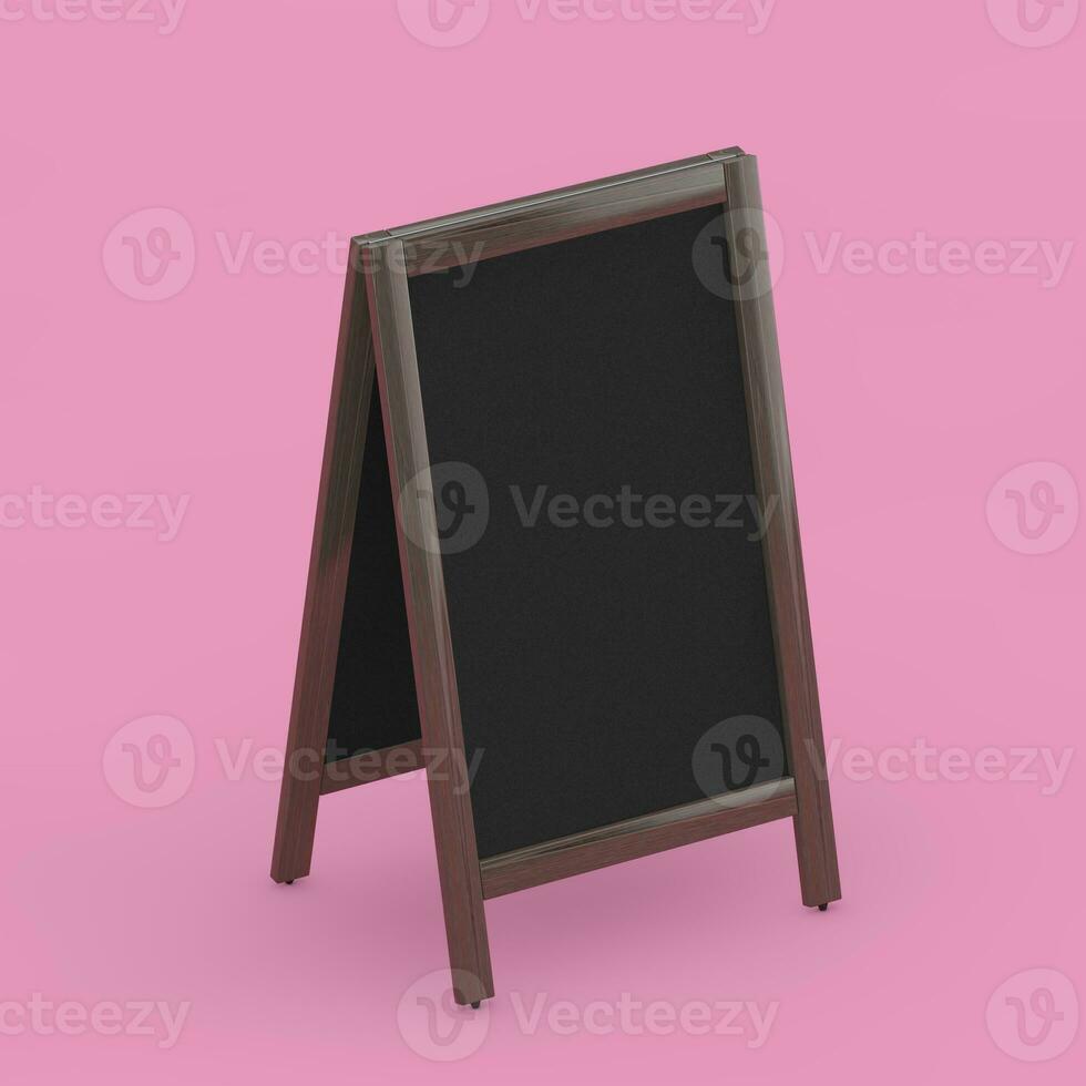 Blank Wooden Menu Blackboard Outdoor Display. 3d Rendering photo