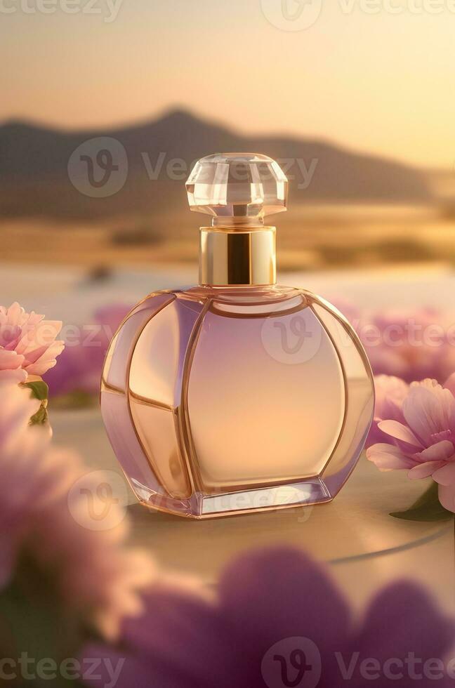 AI generated Cosmetic product portrait. Blank label for branding mock-up. photo