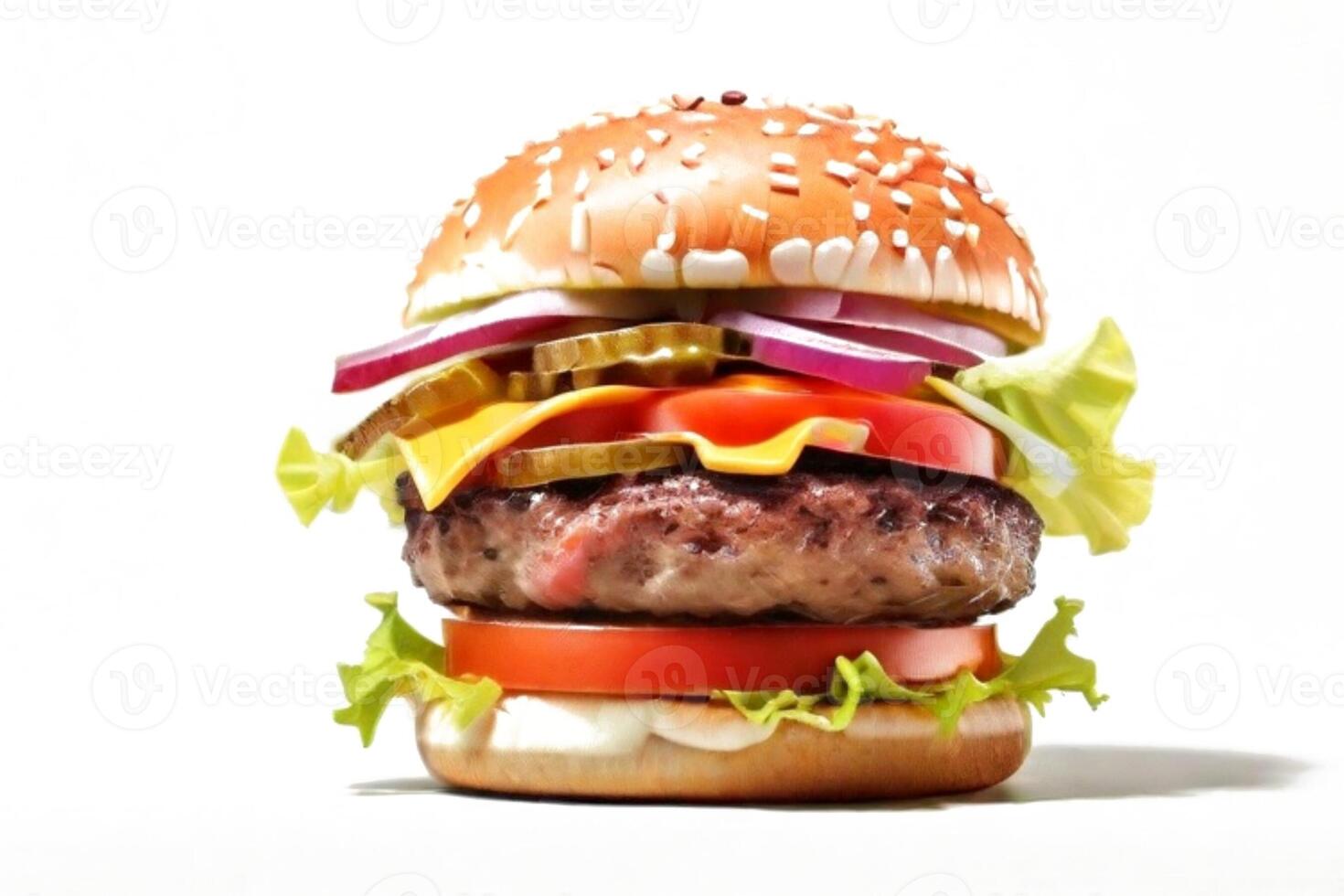 AI generated fresh burger isolated on white background. AI generated photo
