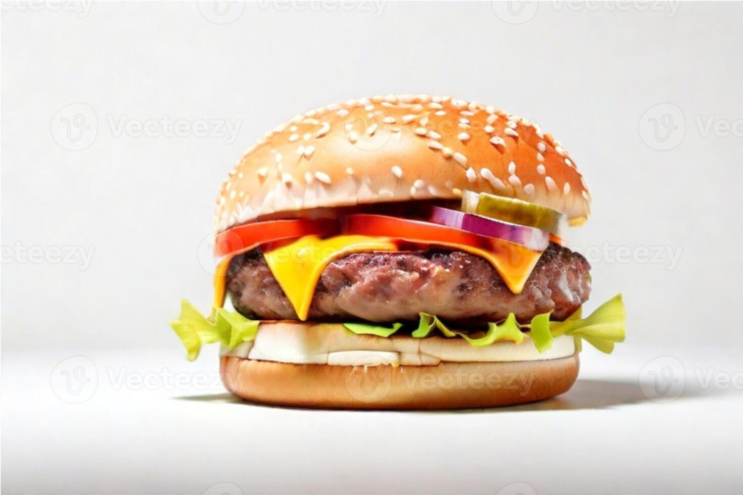 AI generated fresh burger isolated on white background. AI generated photo
