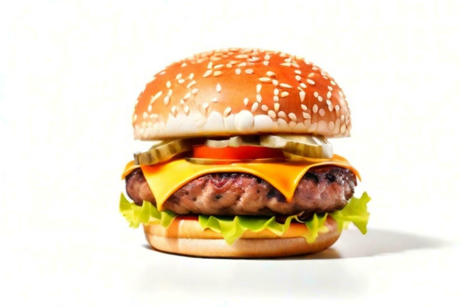 AI generated fresh burger isolated on white background. AI generated photo