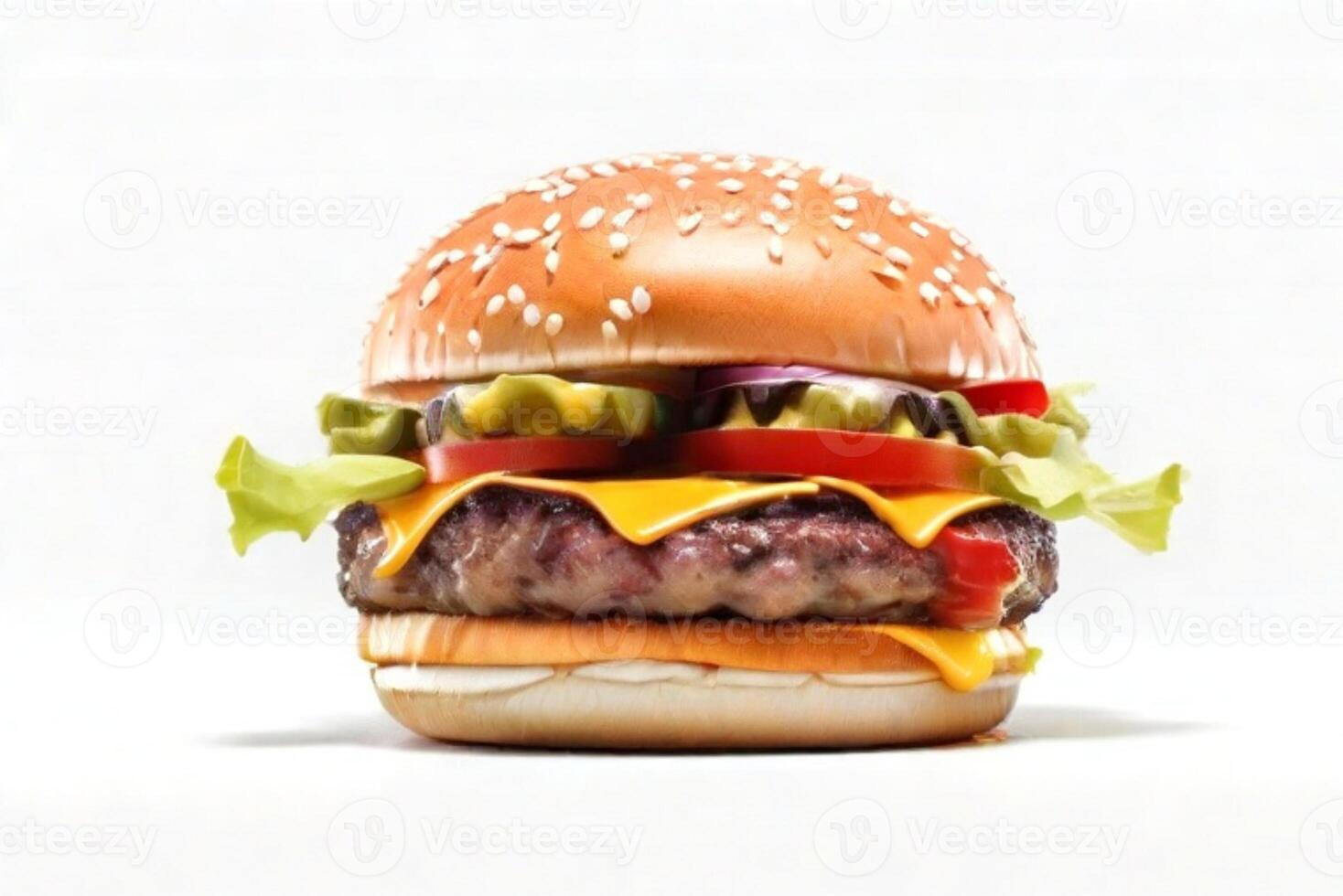 AI generated fresh burger isolated on white background. AI generated photo
