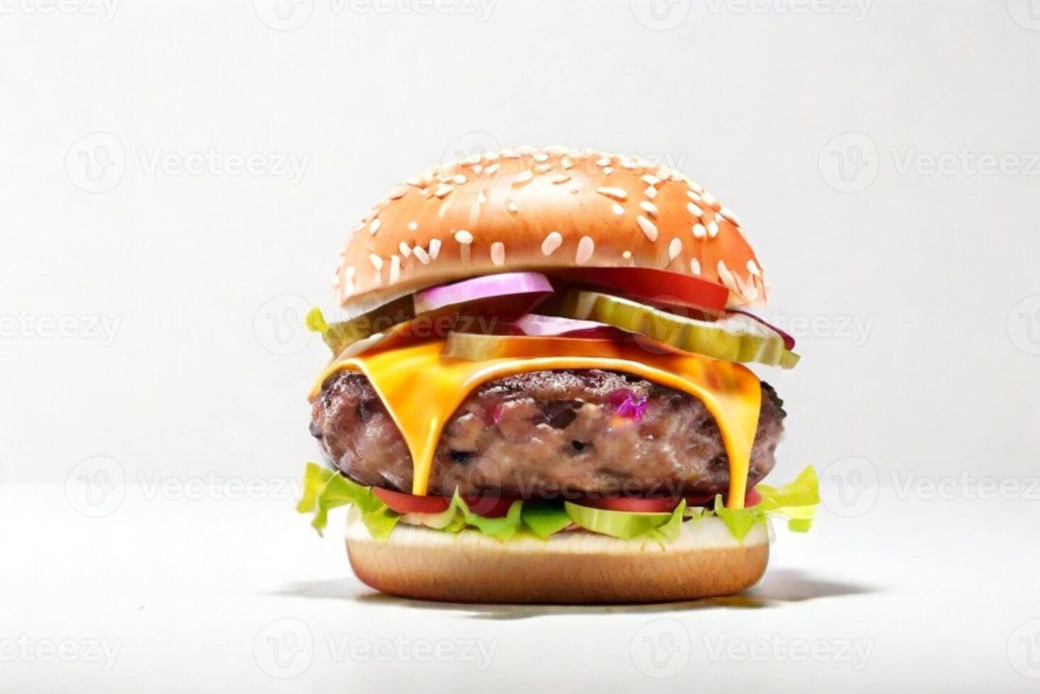 AI generated fresh burger isolated on white background. AI generated photo