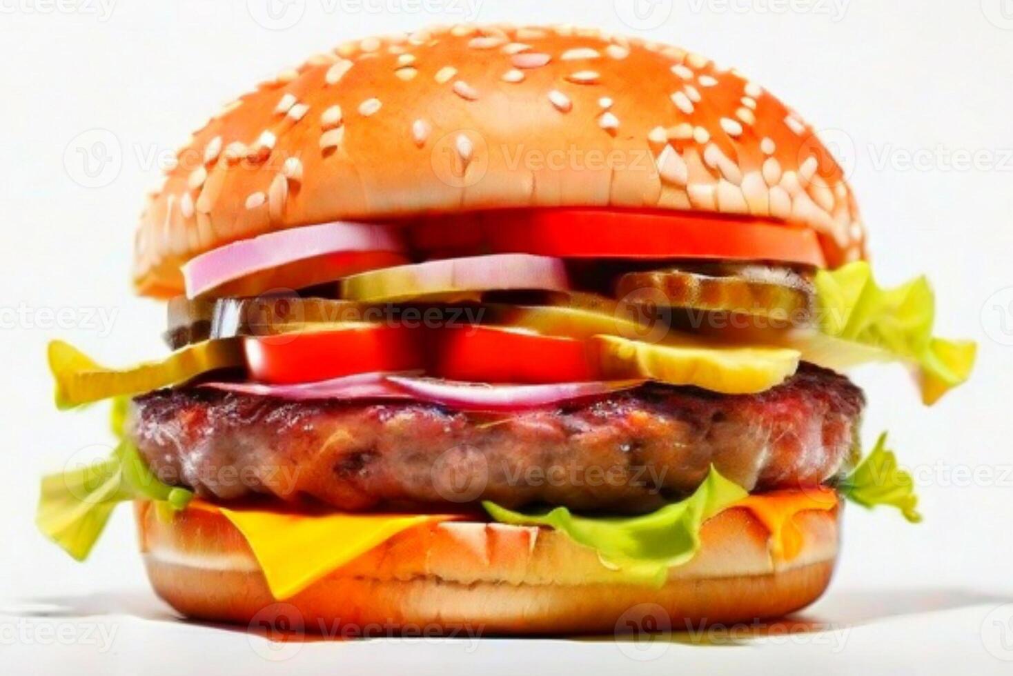 AI generated fresh burger isolated on white background. AI generated photo