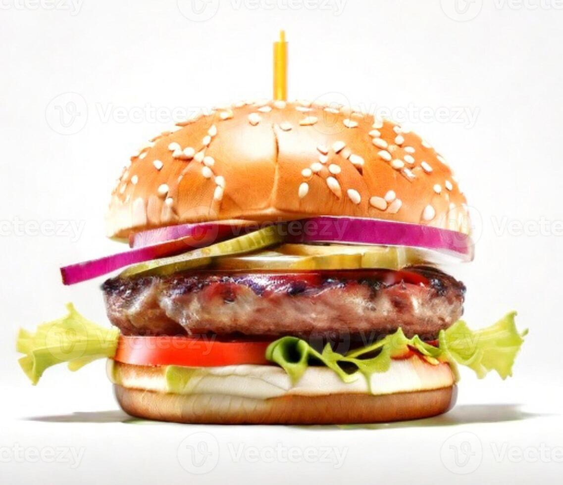 AI generated fresh burger isolated on white background. AI generated photo