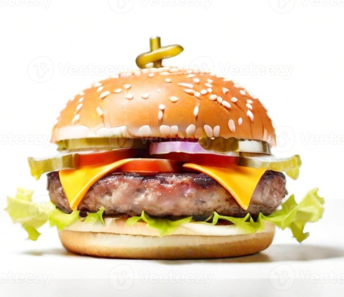 AI generated fresh burger isolated on white background. AI generated photo