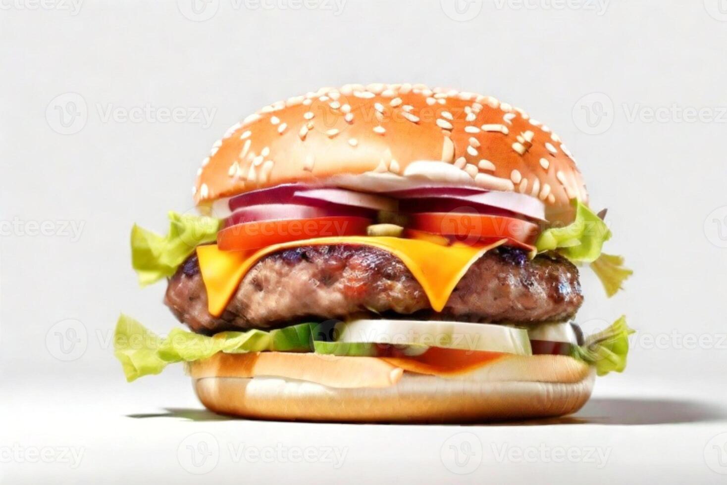 AI generated fresh burger isolated on white background. AI generated photo
