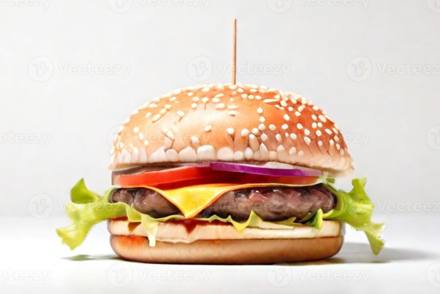AI generated fresh burger isolated on white background. AI generated photo