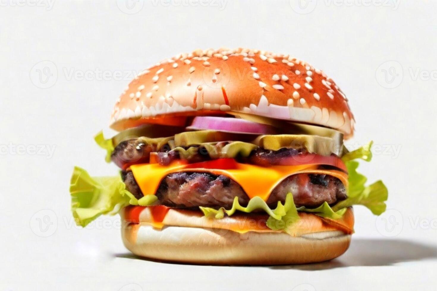 AI generated fresh burger isolated on white background. AI generated photo