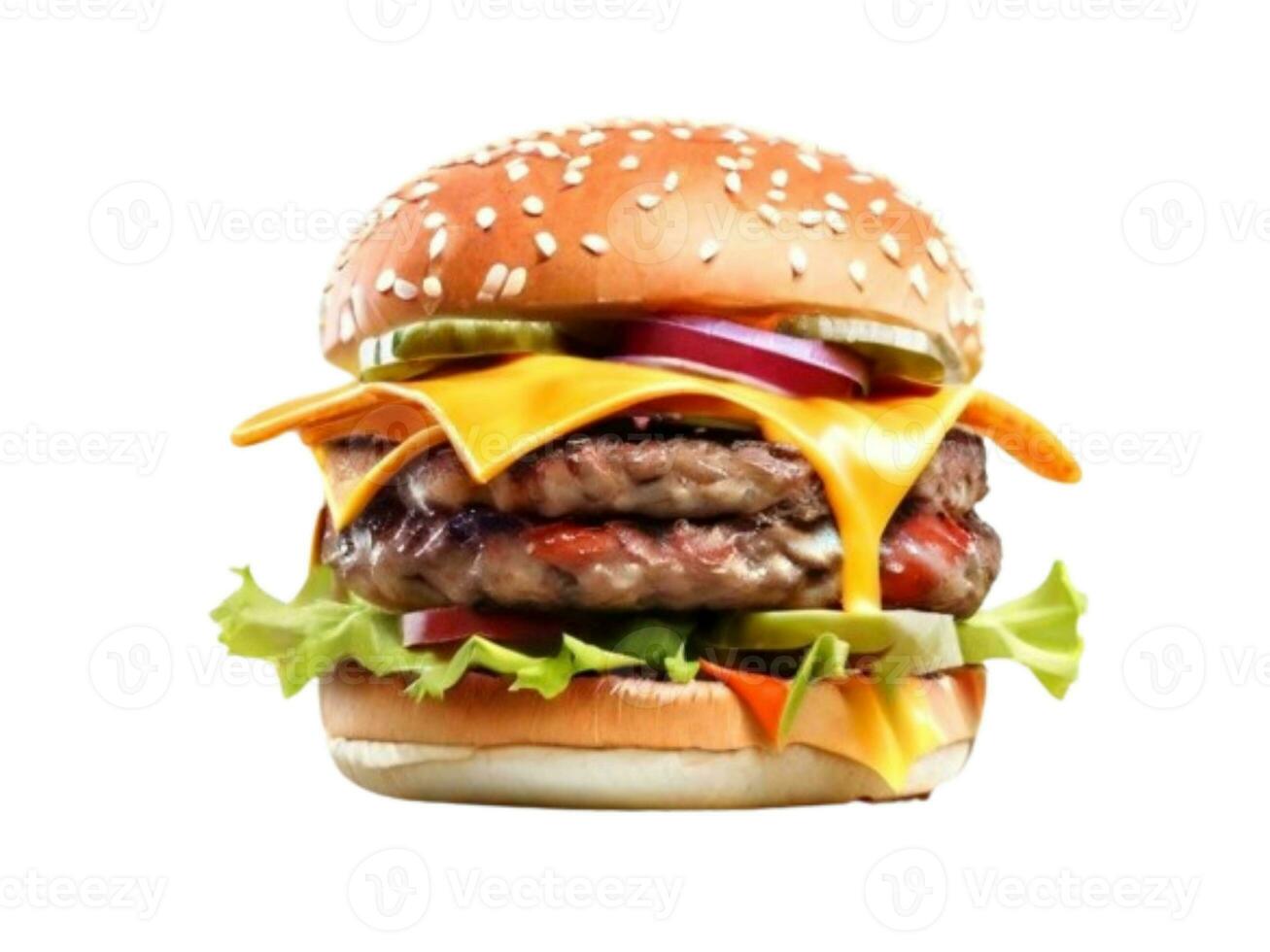 AI generated fresh burger isolated on white background. AI generated photo