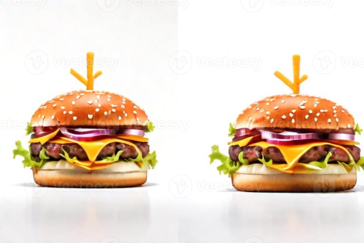 AI generated fresh burger isolated on white background. AI generated photo