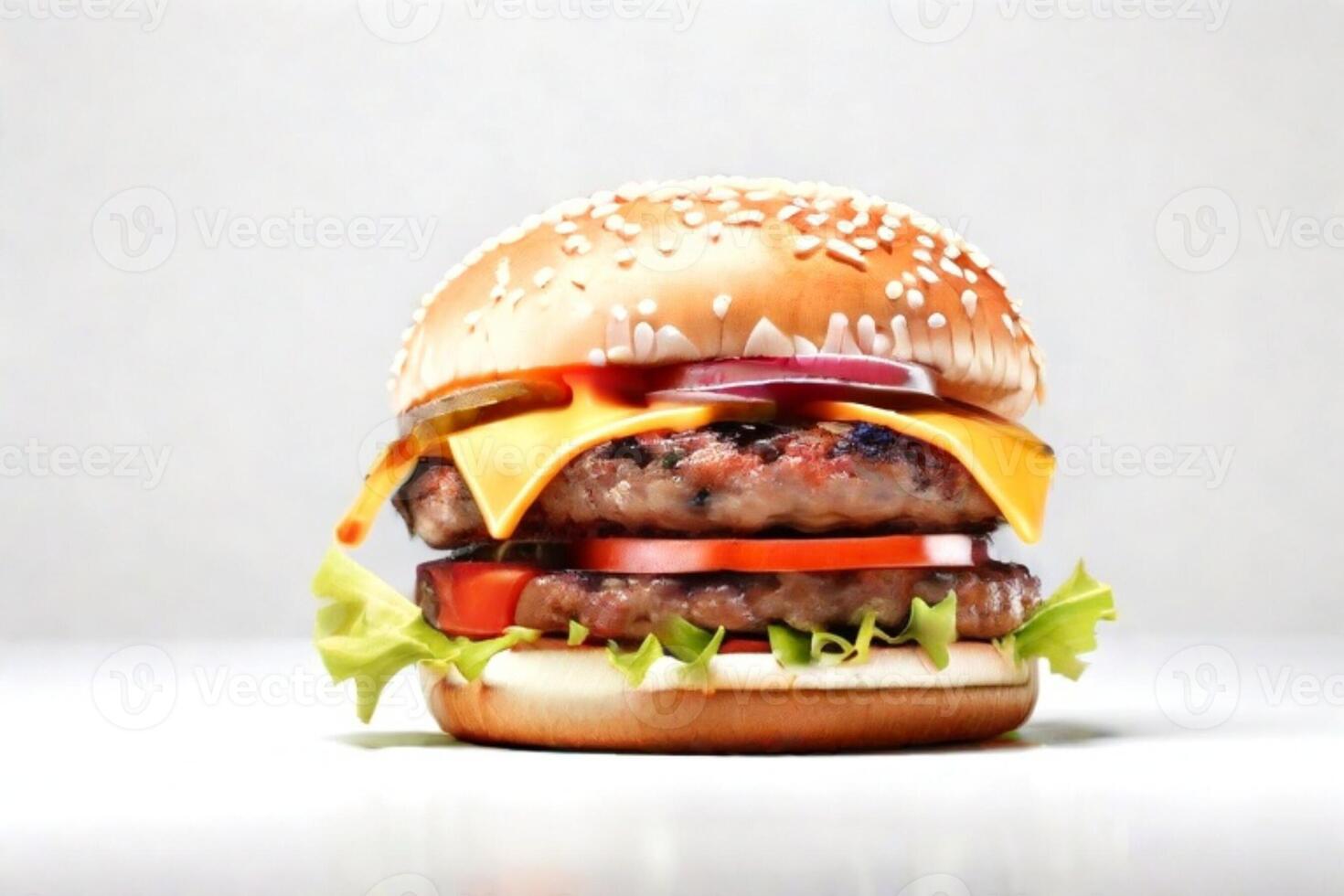 AI generated fresh burger isolated on white background. AI generated photo