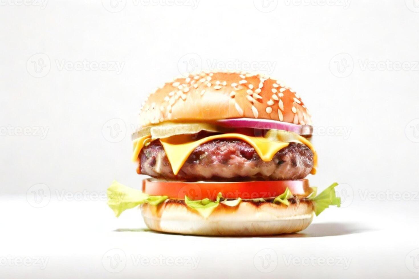 AI generated fresh burger isolated on white background. AI generated photo
