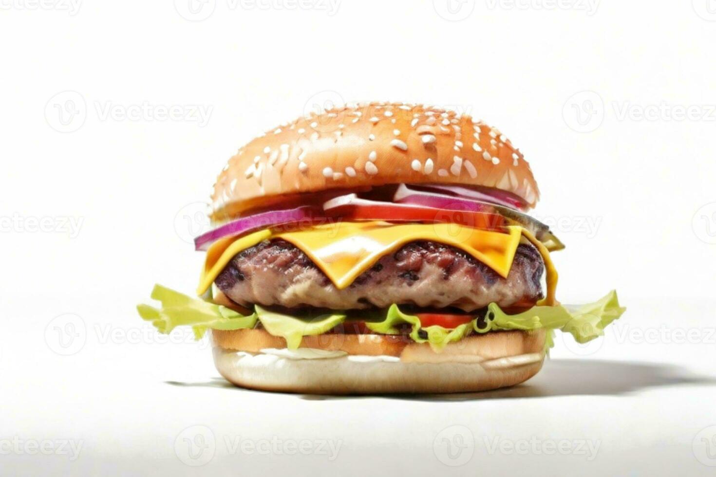 AI generated fresh burger isolated on white background. AI generated photo