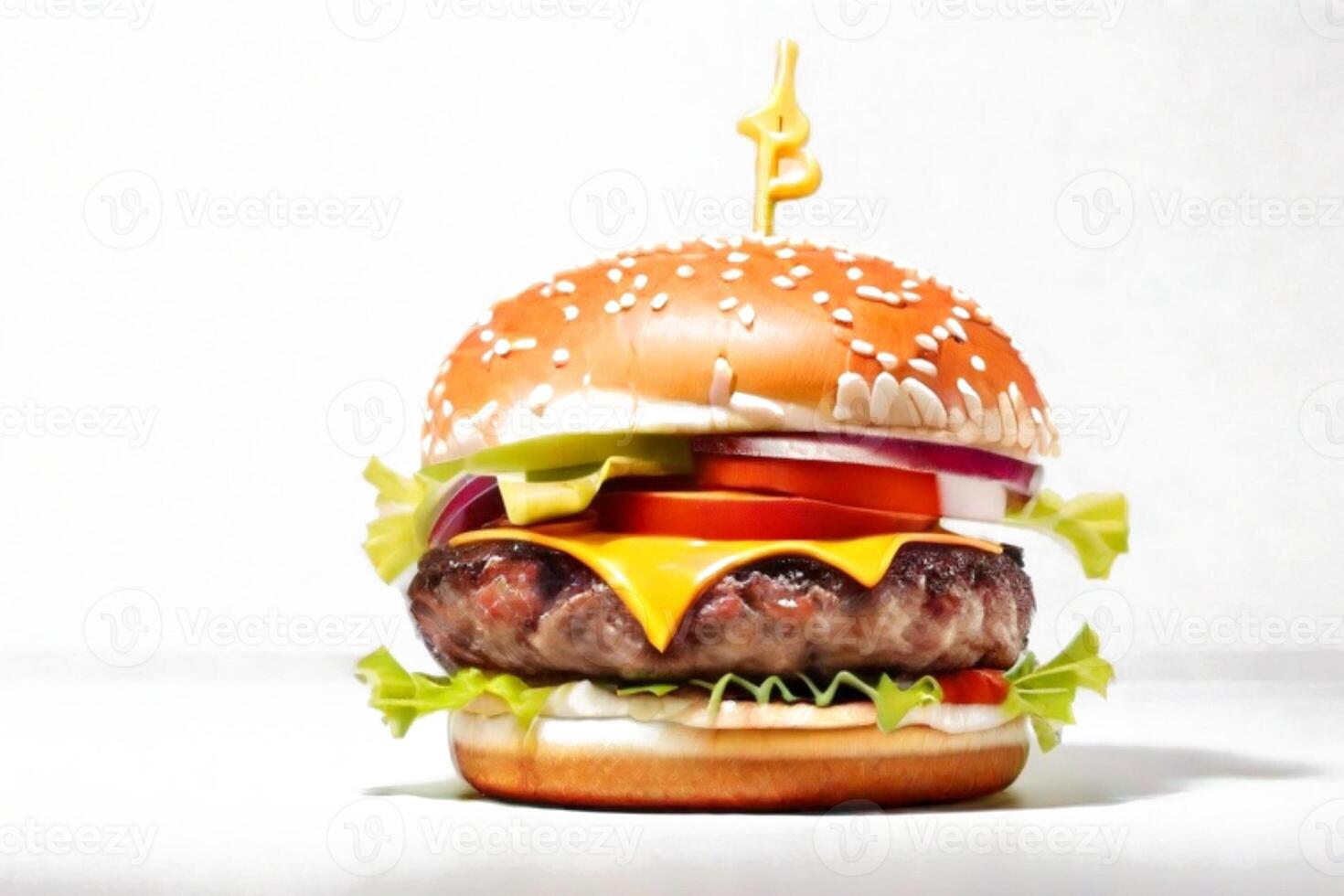 AI generated fresh burger isolated on white background. AI generated photo