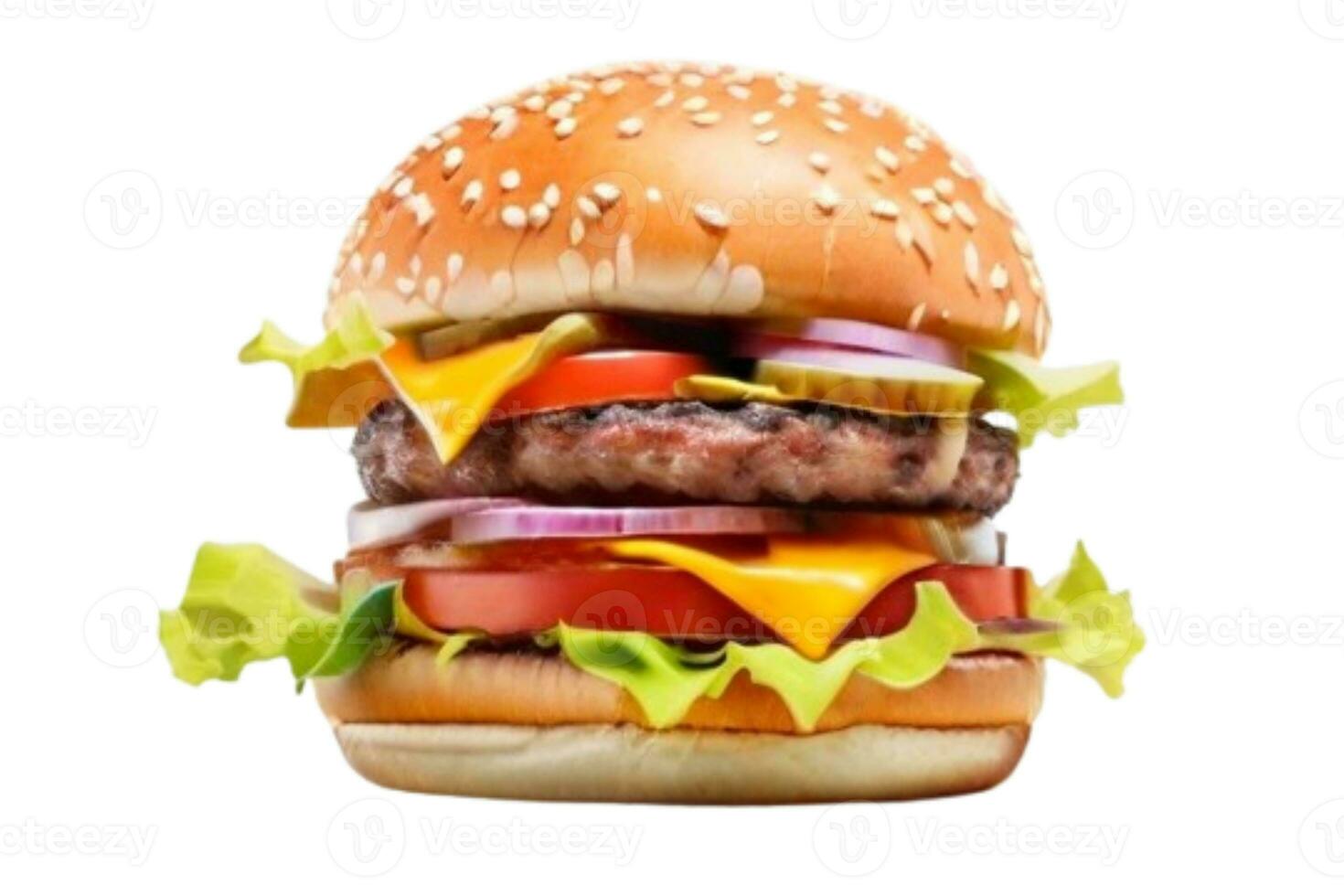 AI generated fresh burger isolated on white background. AI generated photo