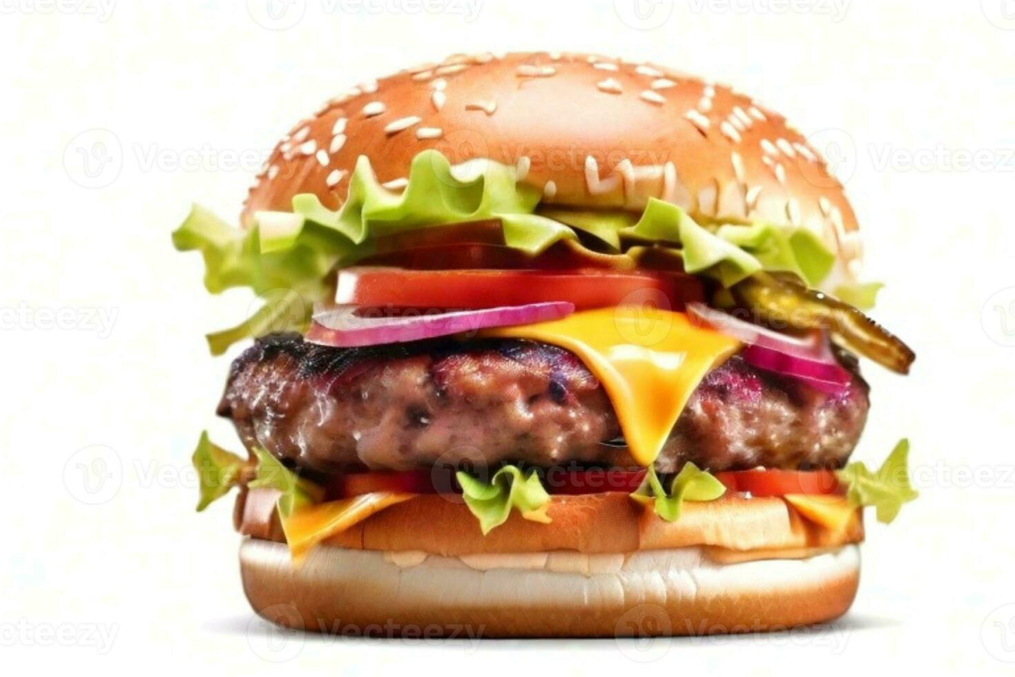 AI generated fresh burger isolated on white background. AI generated photo