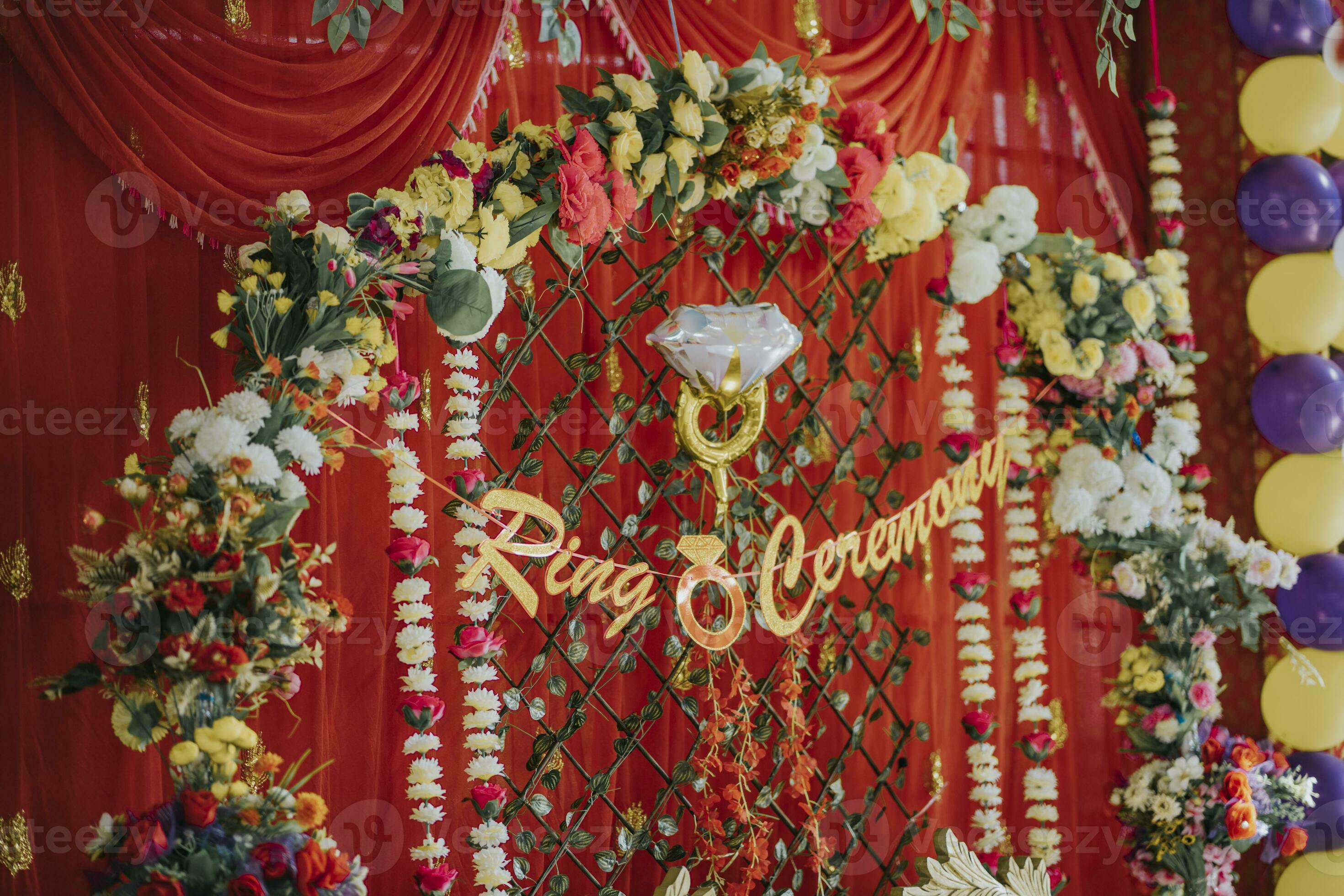 Indian ring ceremony stage decoration 35132193 Stock Photo at Vecteezy