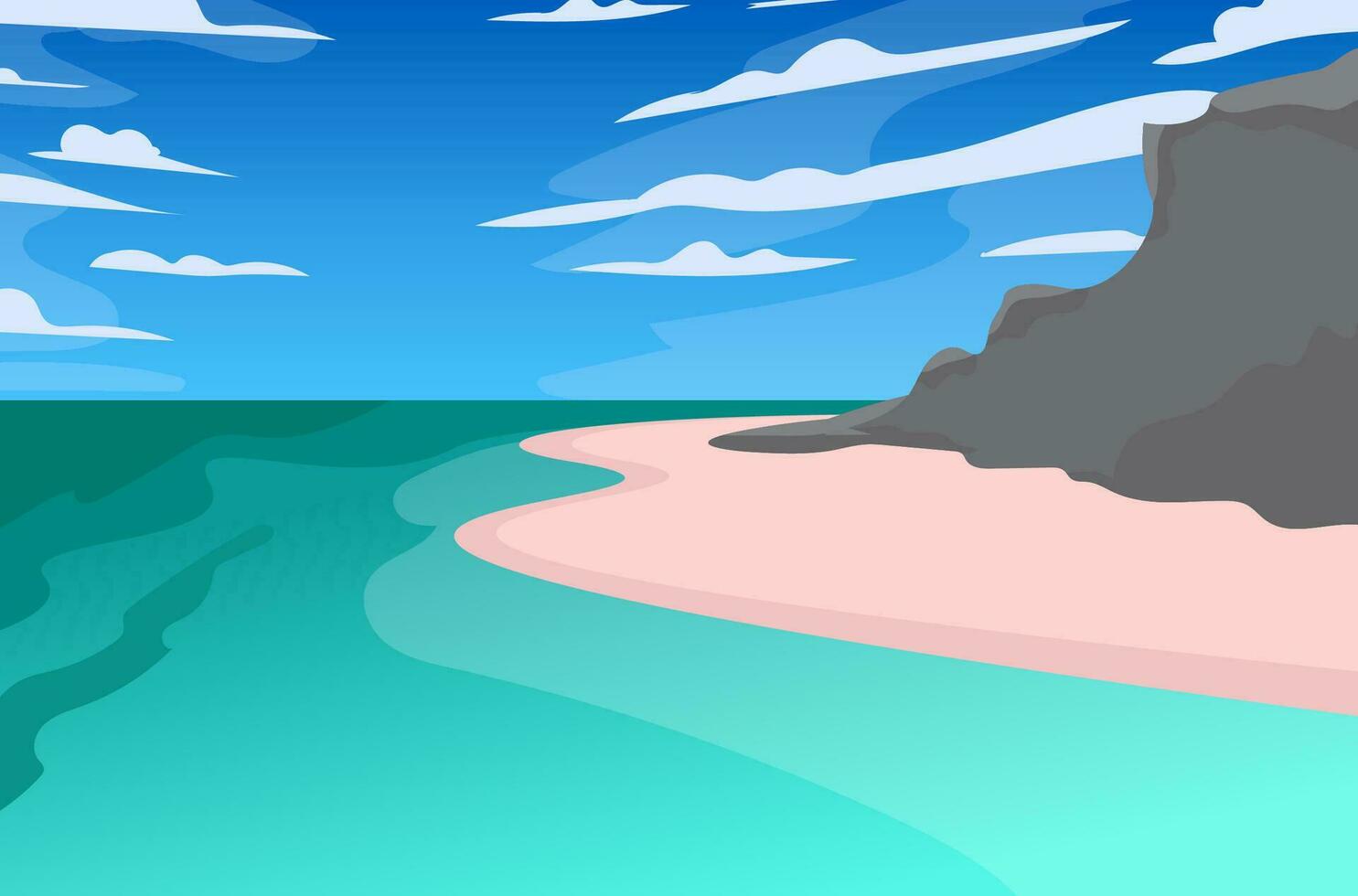 Beach with Blue Sky Landscape Background vector