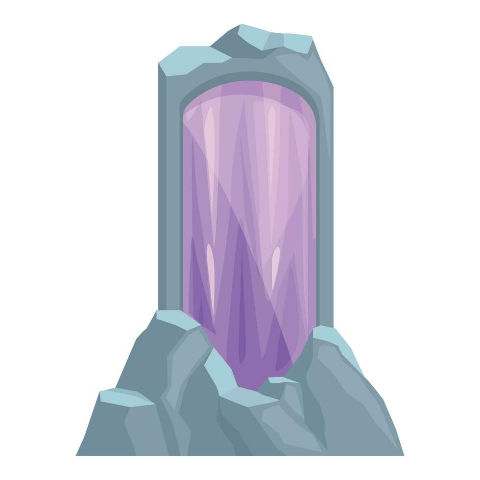 Purple rock portal game icon cartoon vector. Universe laser vector