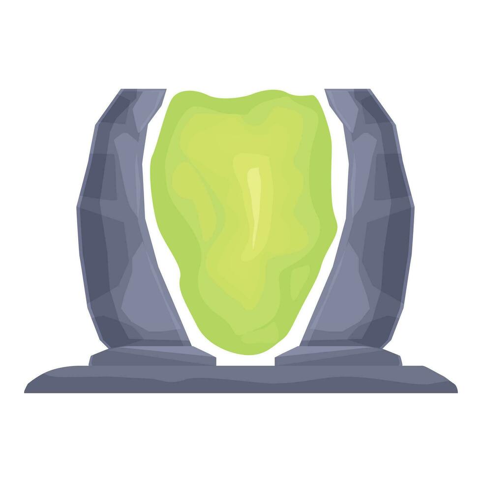 Green rock portal icon cartoon vector. Game futuristic vector