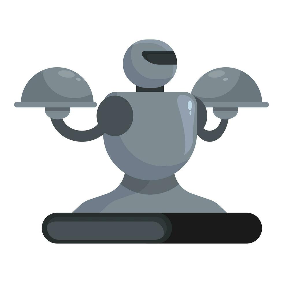 Domestic robot waiter icon cartoon vector. Plate server vector