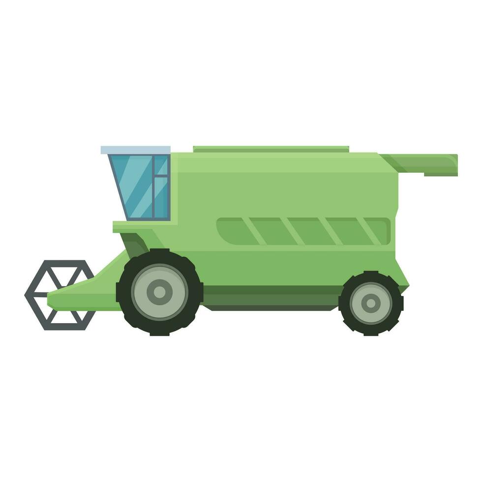 Green combine harvester icon cartoon vector. Farm vehicle vector